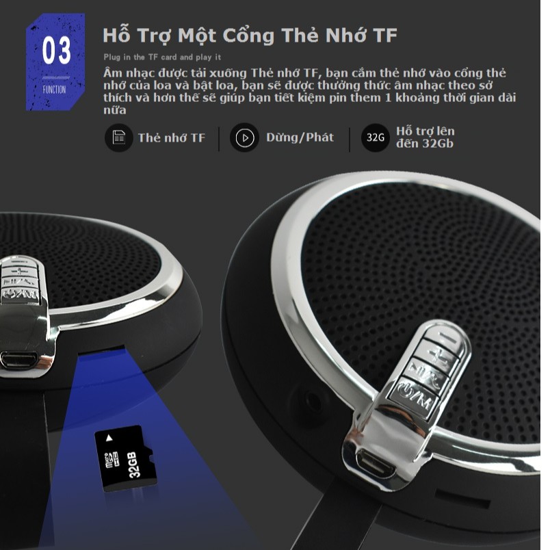 Loa bluetooth mini nghe nhạc BS119 cầm tay nhỏ gọn hỗ trợ thẻ nhớ và cổng 3.5