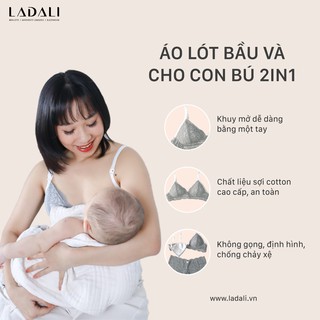 Áo lót bầu cho con bú chống chảy xệ thiết kế không gọng không lót thông thoáng Ladali