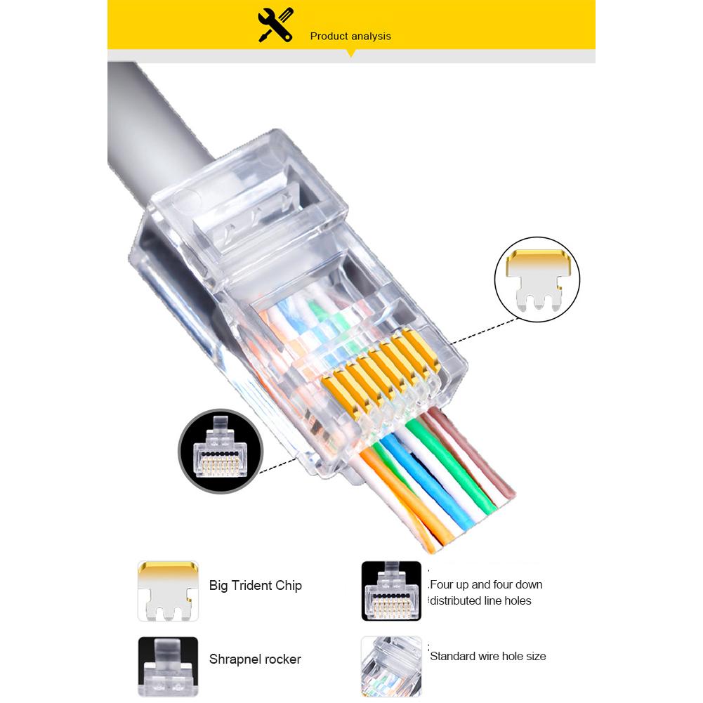 Đầu cắm mô-đun mạng RJ45 Đầu nối Cat6 CAT6e utp Đầu cắm mô-đun Rj45 không được che chắn