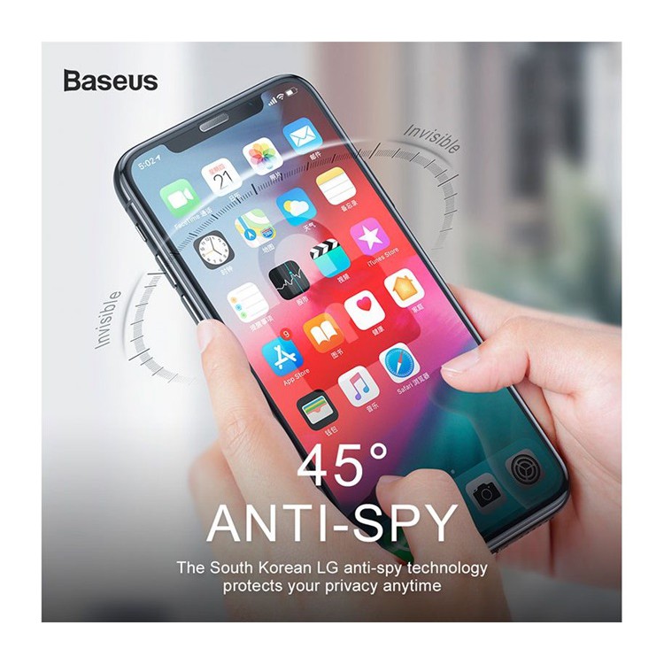 Cường lực CHỐNG NHÌN TRỘM Baseus Privacy iPhone (có màn loa chống bụi) (1 miếng)