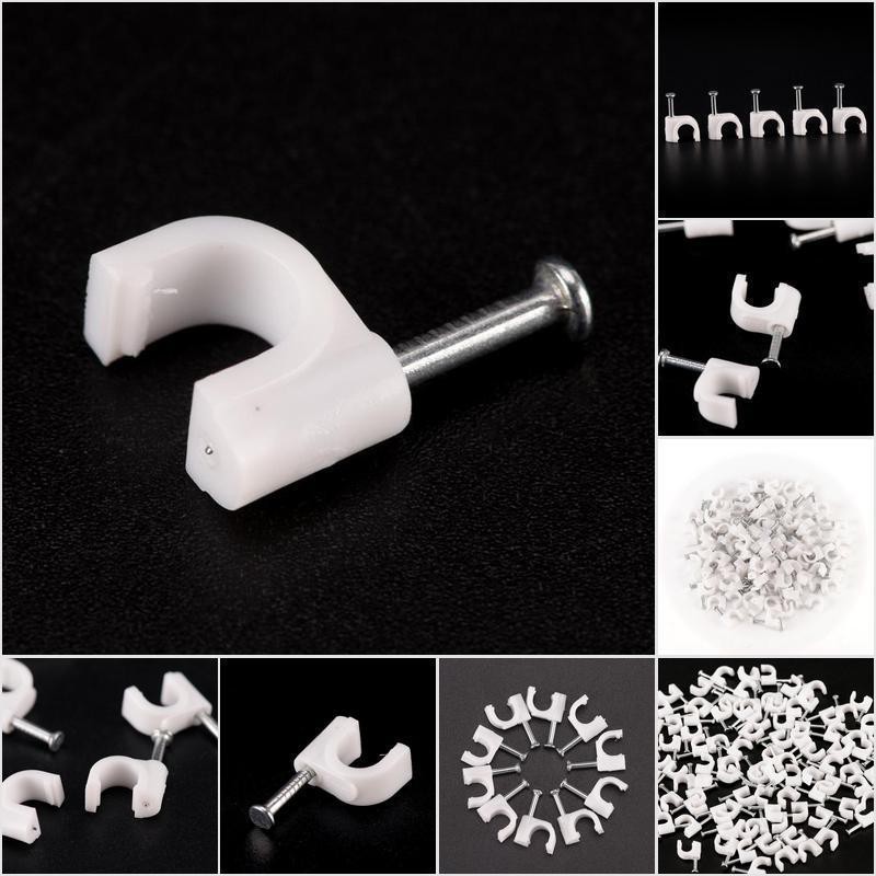 Fantastictrip New RG59 Coax Cat5 Cat6 Cable Wire Clips Nail Clamps Straps Tacks White 6mm
