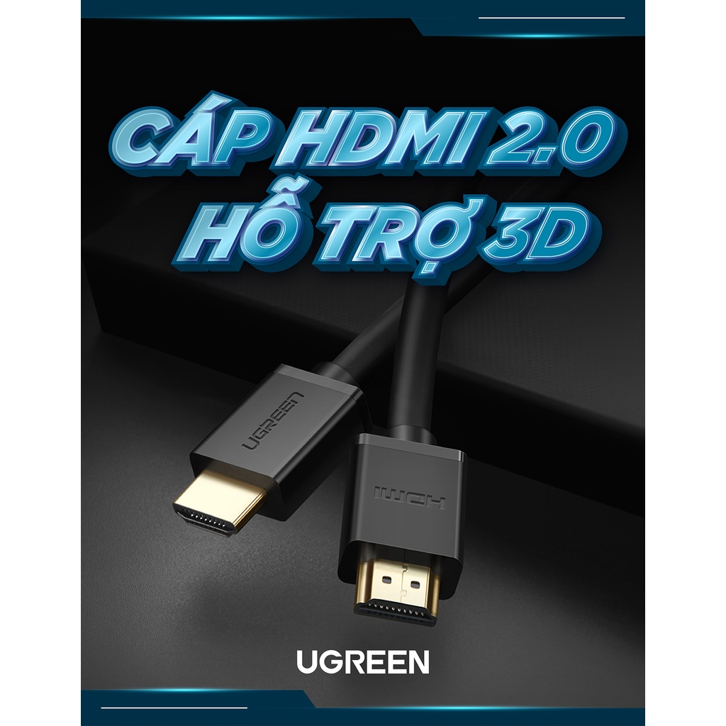 Dây HDMI 1.4 thuần đồng 19+1 Dài 1-5M UGREEN HD104 - Hàng phân phối chính hãng - Bảo hành 18 tháng