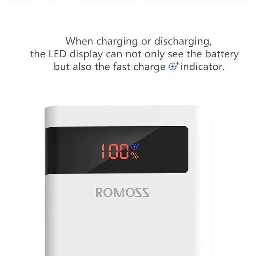 Pin Sạc Dự Phòng Romoss Sense 8P+ 30000Mah QC 3.0 Màn Hình Led 3 Cổng Sạc Vào - BH 1 Năm | Romoss Sense 8P Plus