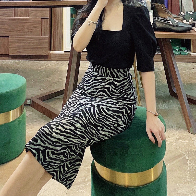 ( Ảnh thật ) CV1111 Chân váy vằn xẻ sau | BigBuy360 - bigbuy360.vn