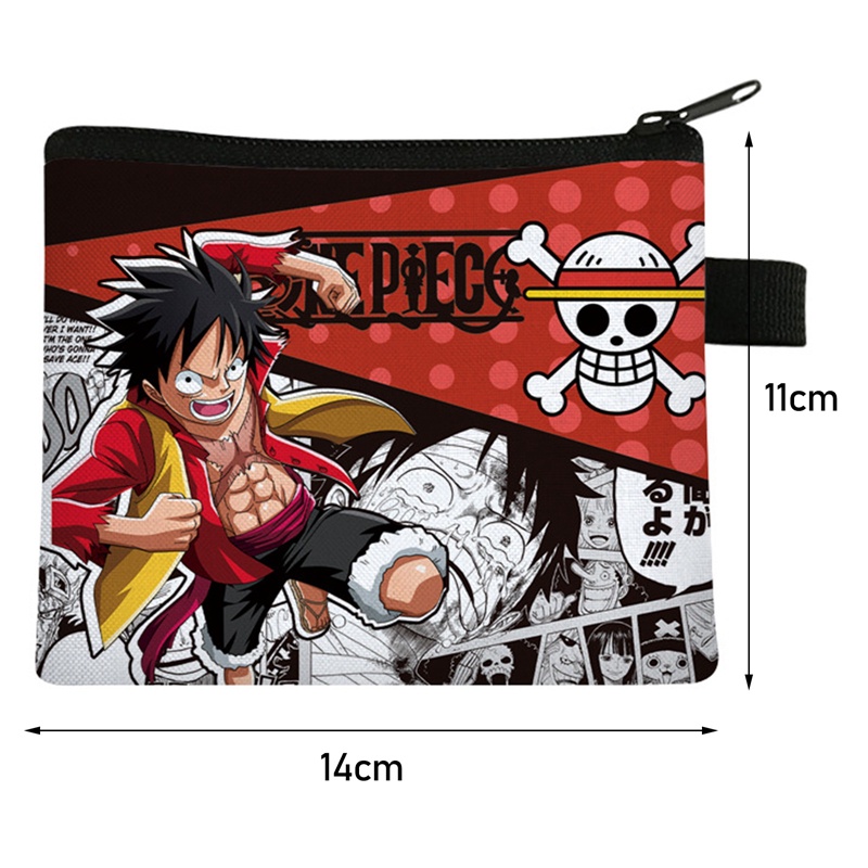 Ví Canvas Đựng Tiền Xu/Chìa Khóa In Hình Anime One Piece Có Khóa Kéo Nhỏ Gọn Tiện Dụng