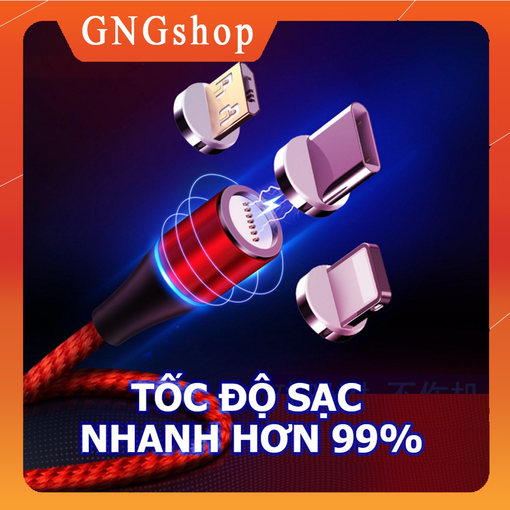 [ Rẻ Vô Địch ] Cáp Sạc Nam Châm - Từ Tính - 7 Chân Đồng - Sạc Nhanh QC3.0 - Dài 1 Mét - Tròn Xoay 360 Độ - GNGshop