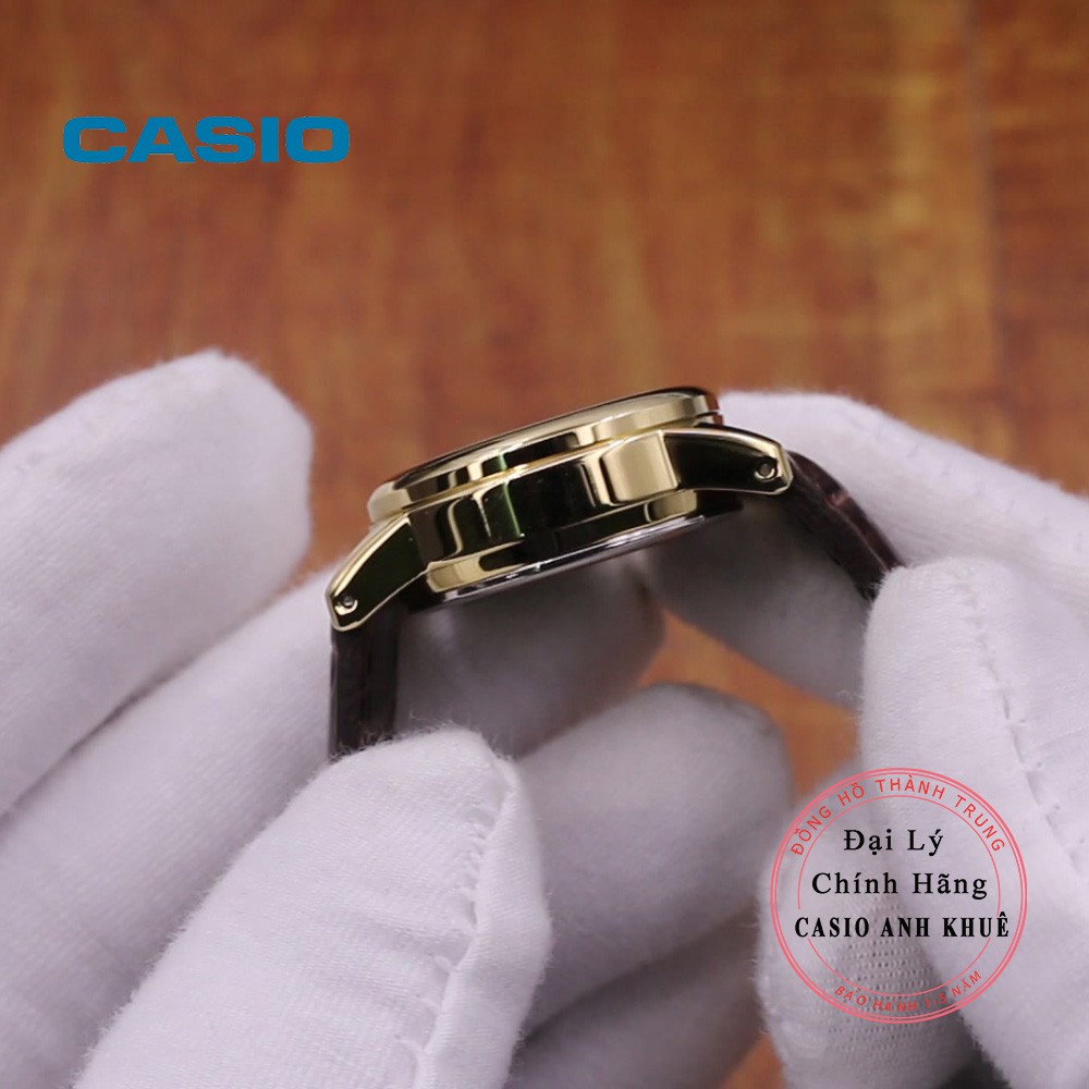 Đồng hồ nữ dây da Casio chính hãng LTP-V002GL-9BUDF mặt nhỏ số học trò