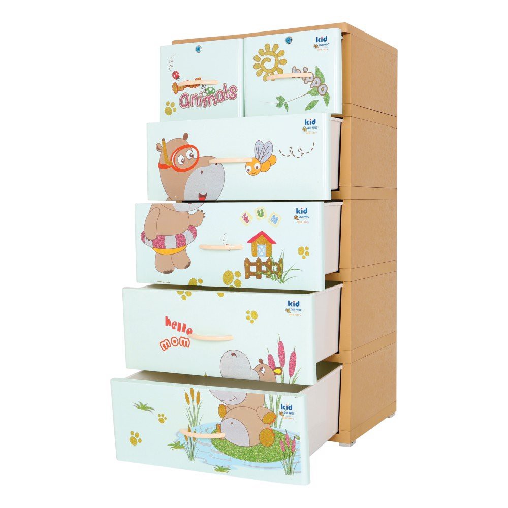 TỦ NHỰA QUI PHÚC KID HÀ MÃ  5 TẦNG 6 NGĂN 60 x 47 x 130 Cm- TẶNG BÀN XẾP CHO BÉ- BẢO HÀNH NHỰA LÊN TỚI 10 NĂM