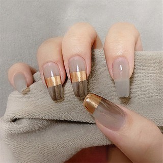 Bộ 24 móng tay giả nude đen ombre (keo dán)