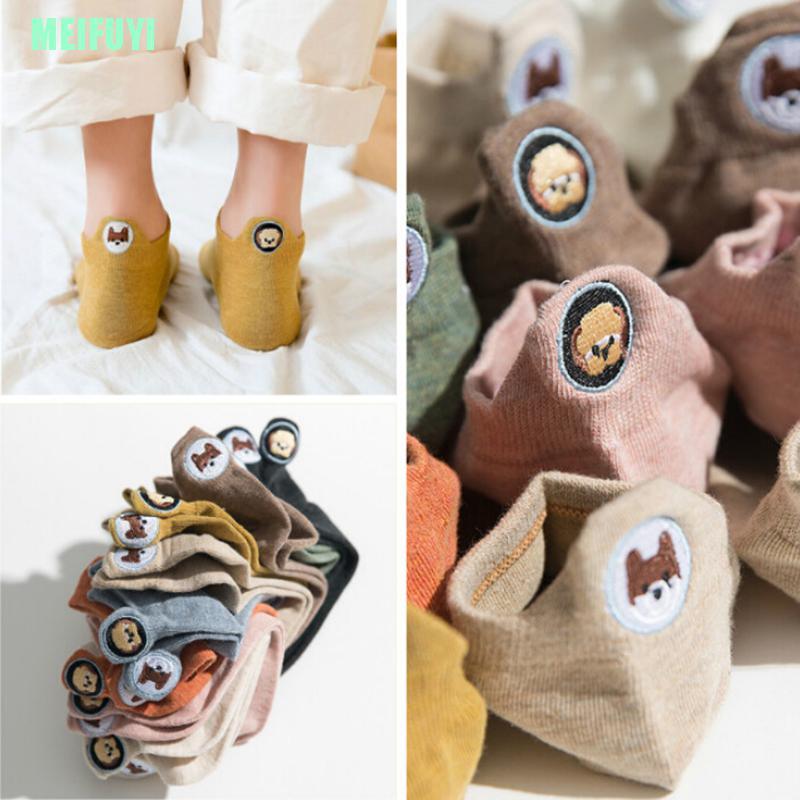 Tất Cotton Cổ Ngắn In Hình Động Vật Dễ Thương Cho Nữ