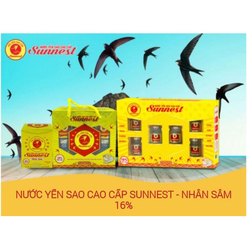 [Mã 154FMCGSALE giảm 8% đơn 500K] Yến Sào Sunnest 16% biếu quà. Hộp 6 lọ x 70ml