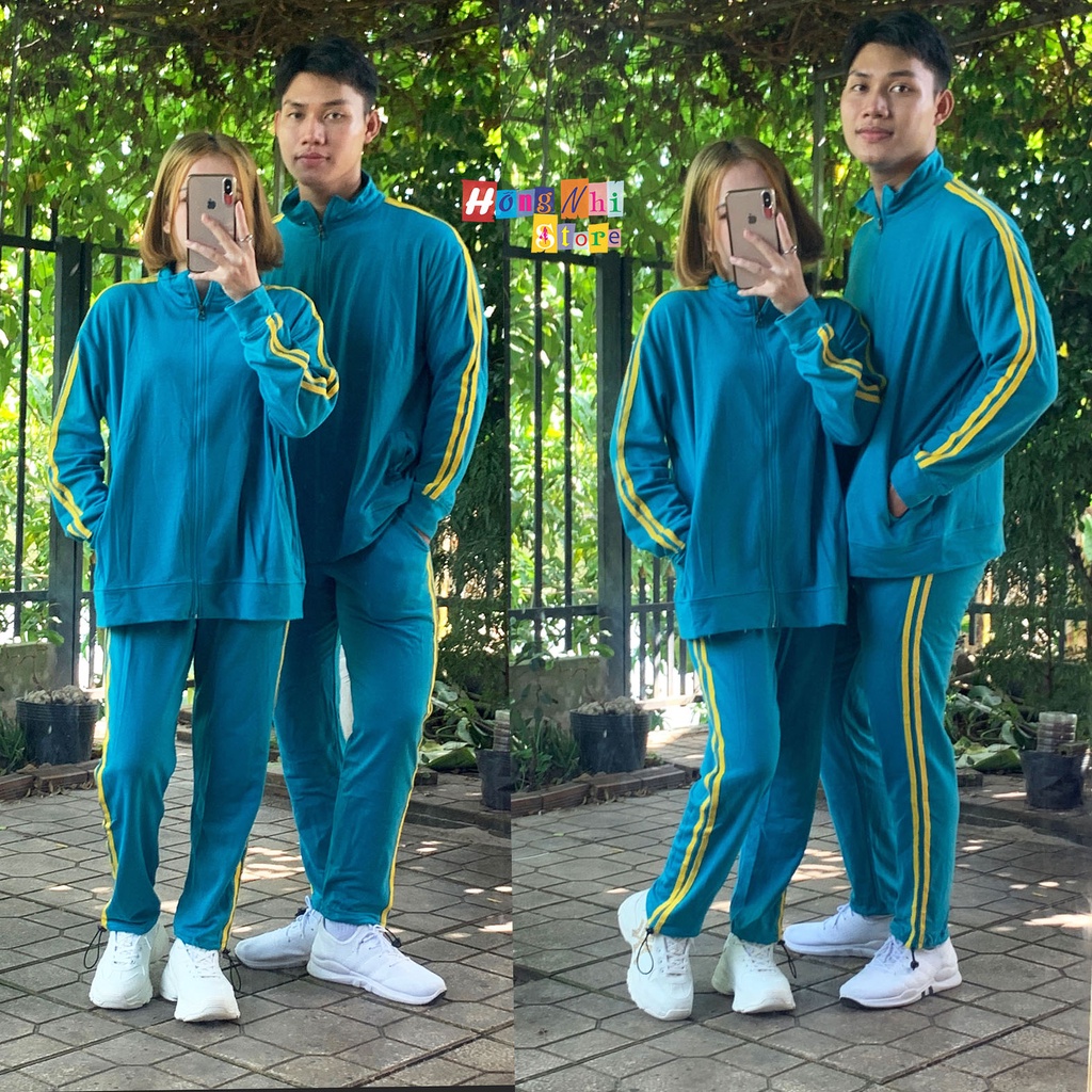 Set Bộ Thể Thao Oversize Ulzzang Unisex Áo Khoác Tay Dài Quần Jogger Dài Màu Xanh Cao Cấp - MM