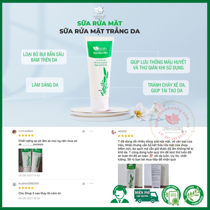 Sữa Rửa Mặt Cao Cấp Linh Hương Trắng Da