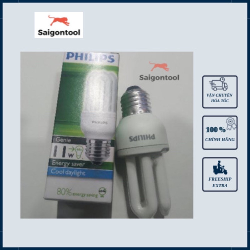 Bóng đèn điện tử Compact 3U 11W Philips, hàng chính hãng, có sẵn - có ánh sáng trắng và vàng