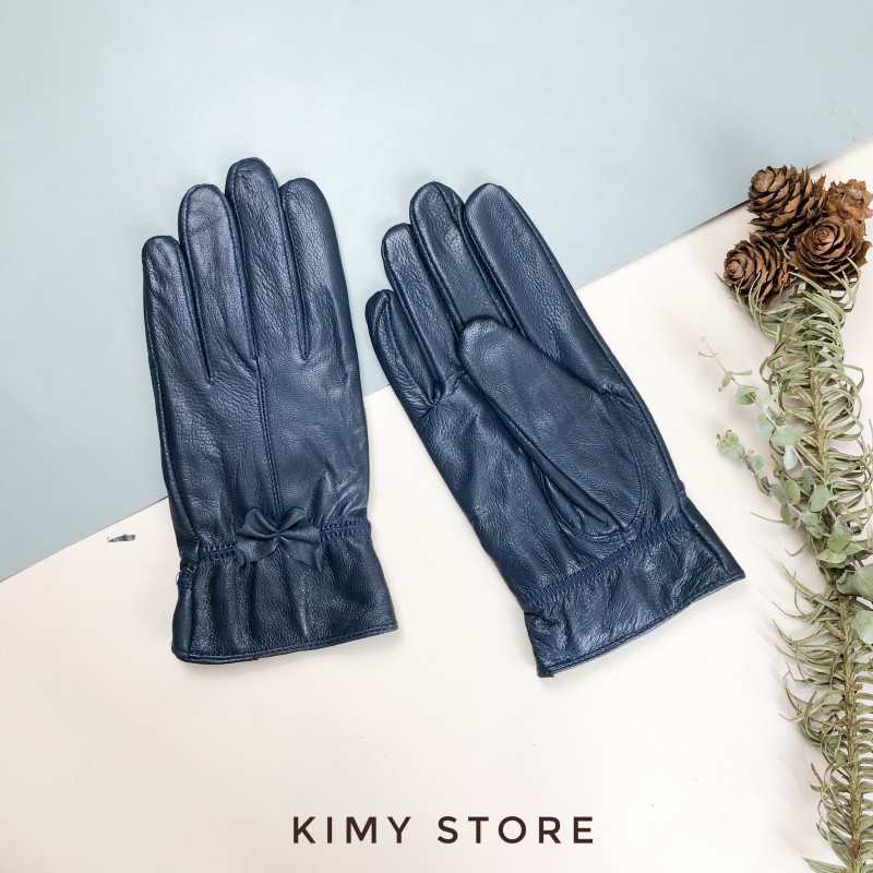 Găng tay nữ da cừu xuất khẩu, bao tay da thật giữ nhiệt cho nữ - Kimy Store