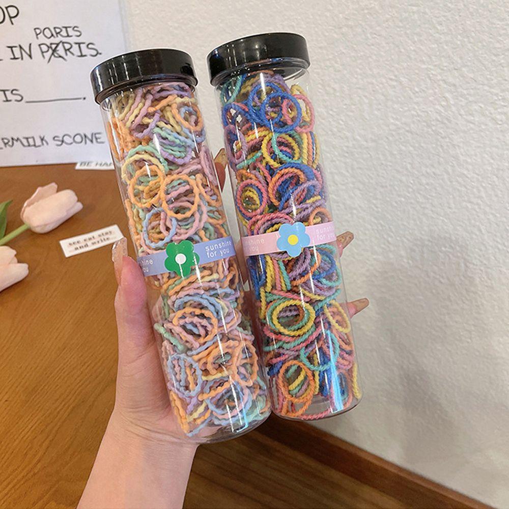 JARRED Hộp 300 Chun Buộc Tóc Nhiều Màu Dễ Thương