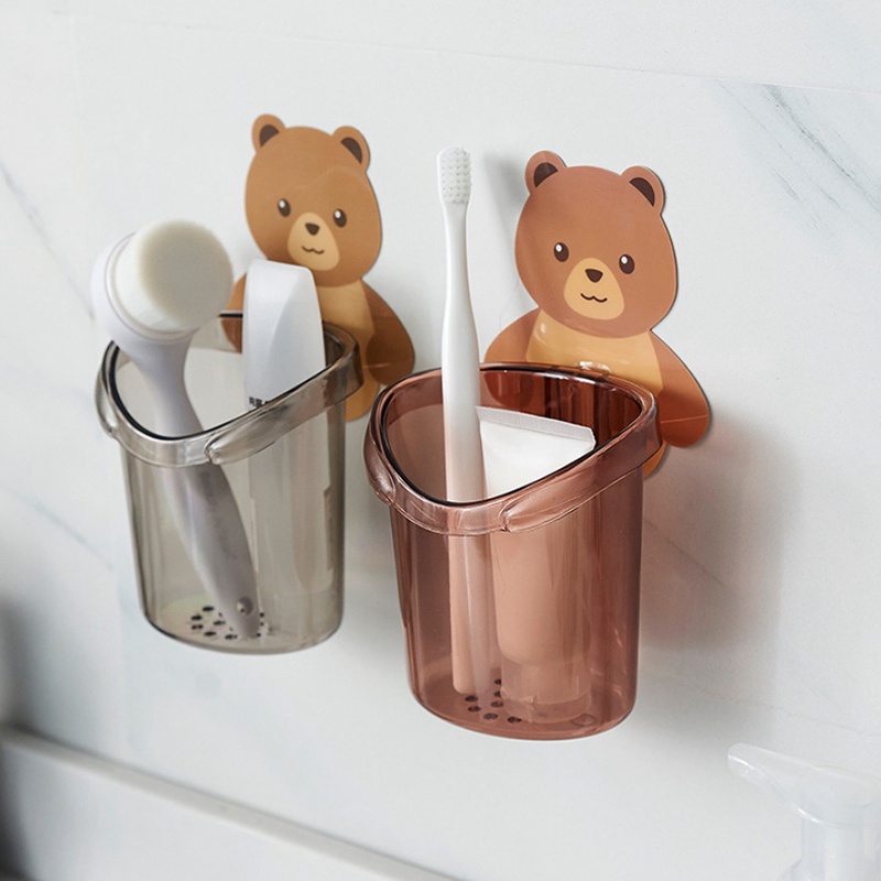 Giá Đỡ Bàn Chải Đánh Răng Gắn Tường Hình Chú Gấu Dễ Thương Tiện Dụng