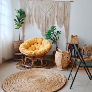 Thảm lục bình đường kính 80cm: decor nội thất hoặc chụp sản phẩm