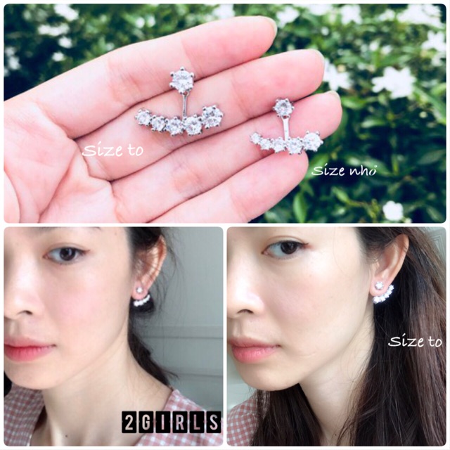 Bông tai bạc ý đá tròn gài sau Hàn Quốc