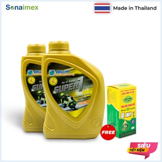 Combo 2 Chai Dầu Nhớt Xe Tay Ga BCP SUPER 1 Thái Lan 10W40 SL 800mL Tặng 1 Chai Tinh Dầu Tràm