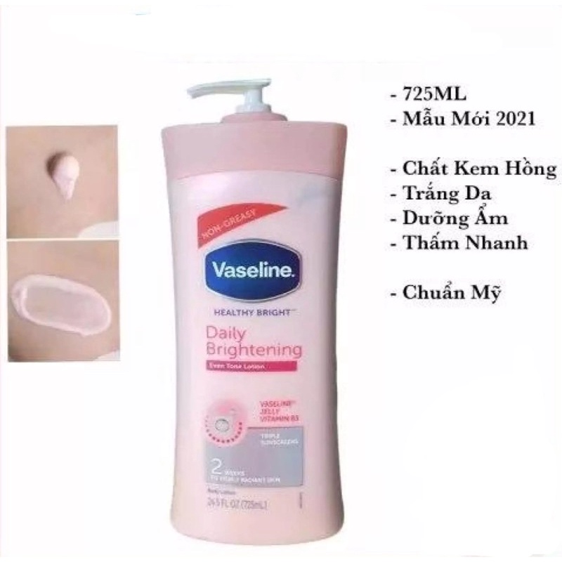Vaseline sữa dưỡng thể trắng da chống nắng ➖Vaseline Healthy White UV Body Lotion trắng da trong 2 tuần 725ml