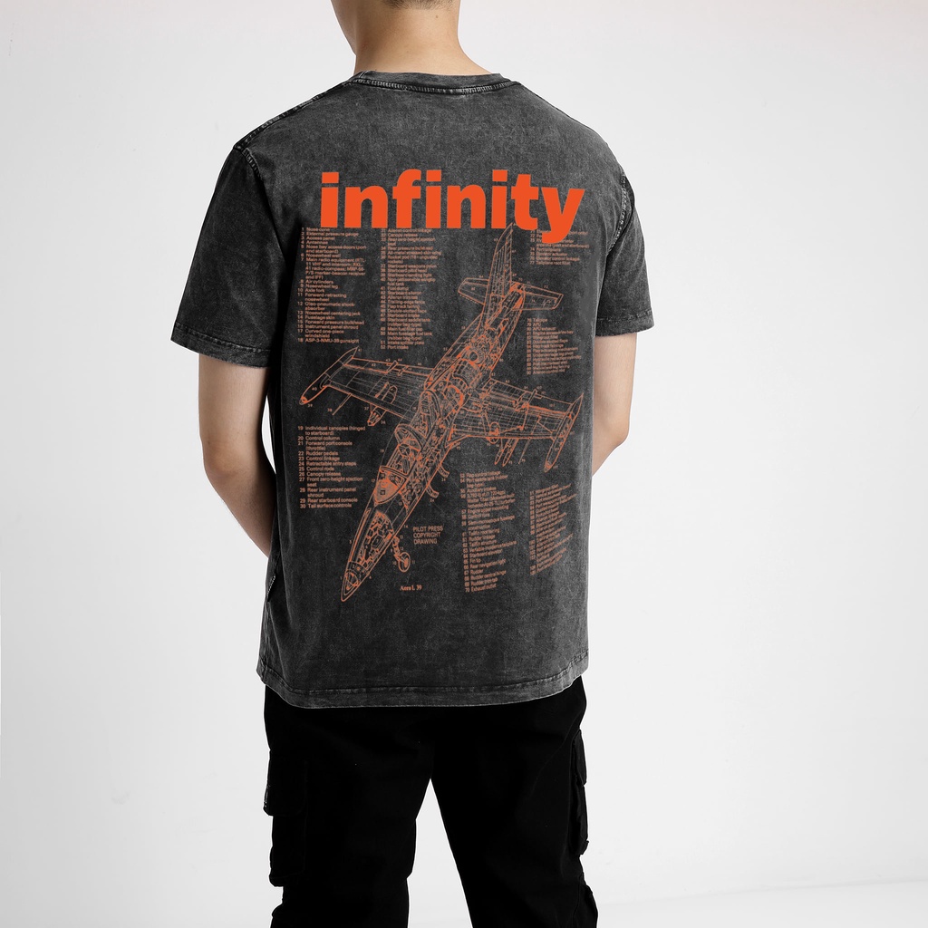 Áo thun wash tay lỡ nam nữ in hình AirCraft , Vải Cotton Form Oversize - SELECTED.STORE