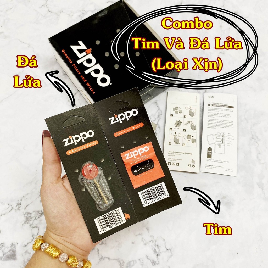 Bộ đá lửa tim bấc zippo hàng chính hãng