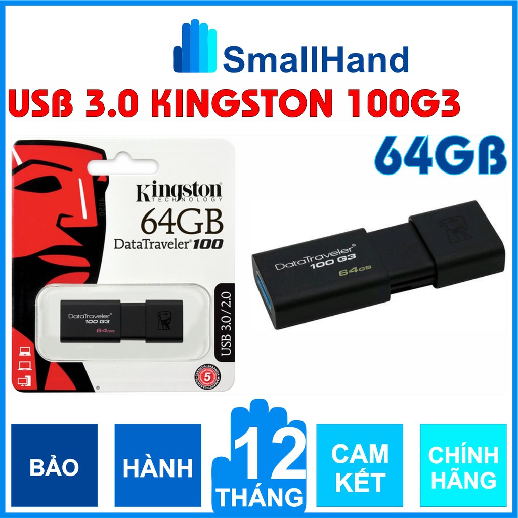 USB 3.0/64GB Kingston DataTraveler 100G3 – Chính hãng – Bảo hành 5 năm