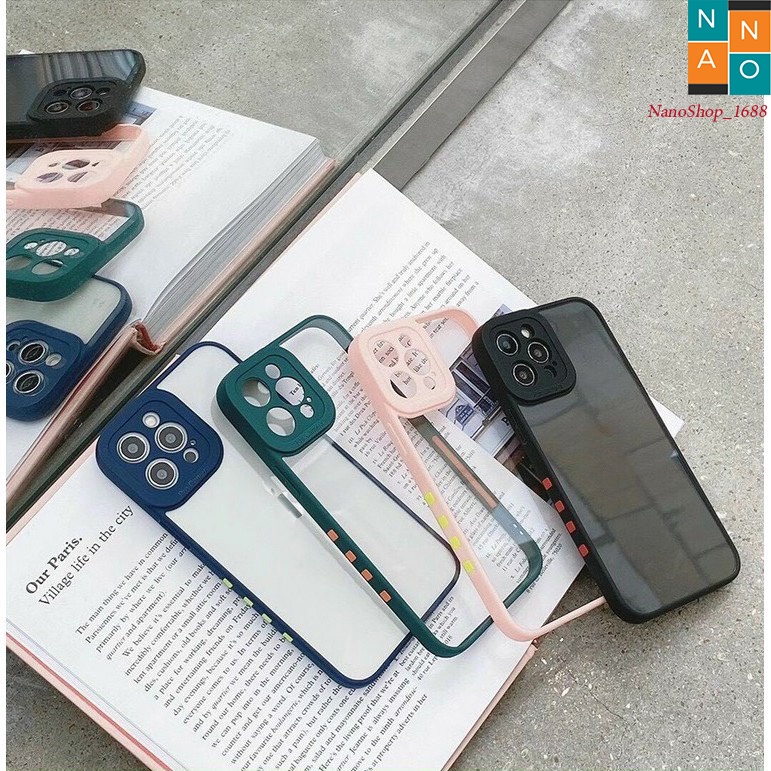 Ốp iphone Lưng Nhám,Cạnh Vuông, Phím Màu,Bảo Vệ Cam 7Plus,8plus,x,,xs,xsmax,11,11promax,12,12promax,13,13promax