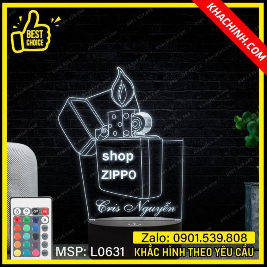 Đèn khắc hình Zippo  theo yêu cầu L0631-7 Đèn khắc Logo Doanh nghiệp