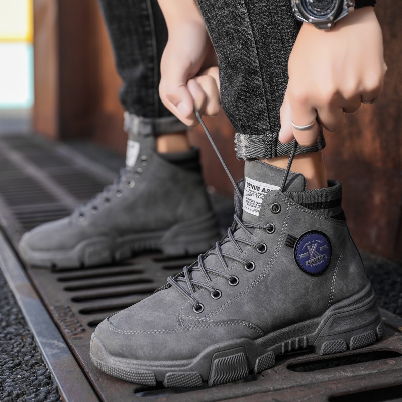 Giày cao cổ nam Denim da cao cấp kiểu dáng thời trang phong cách | BigBuy360 - bigbuy360.vn