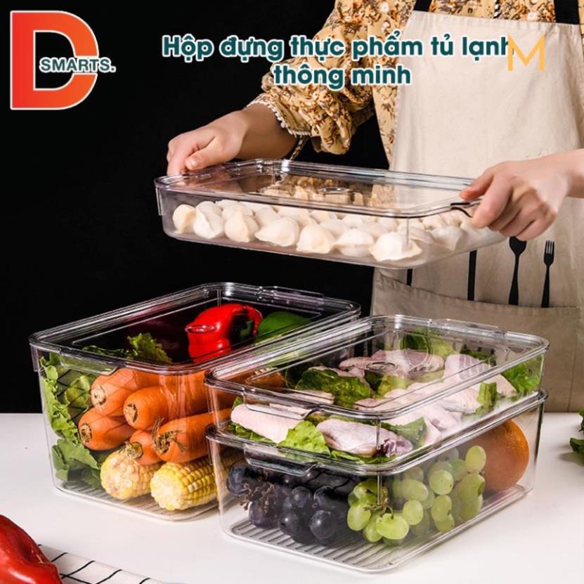 Hộp đựng bảo quản thực phẩm trong tủ lạnh nhựa PP cao cấp đa năng có thể làm khay đựng cốc và đồ makeup HÀNG HOT A6