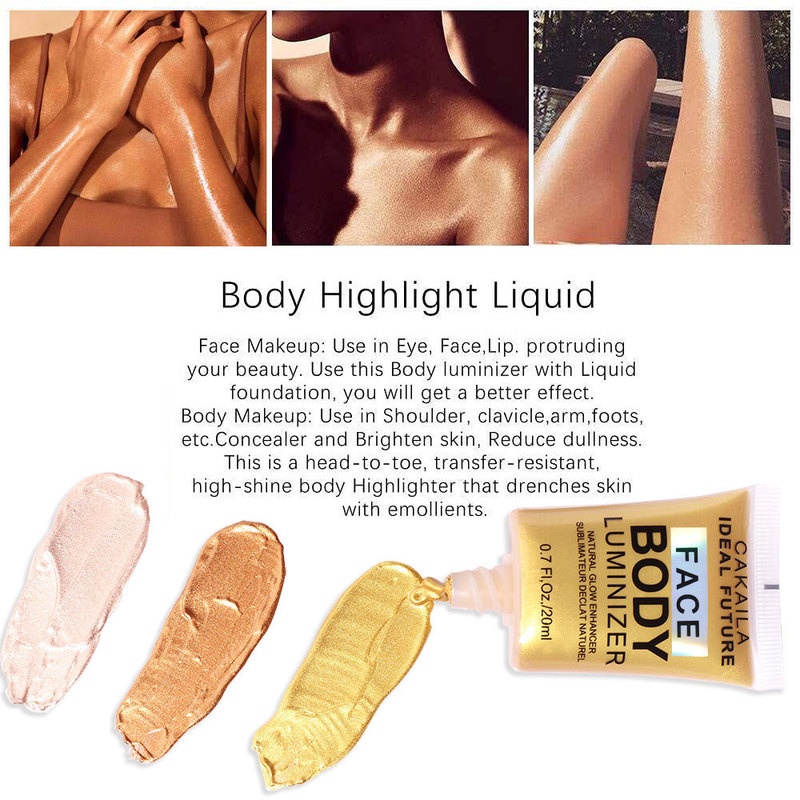 Kem Bắt Sáng Toàn Thân 3 Màu Tùy Chọn Lâu Trôi Chống Thấm Nước Làm Sáng Da