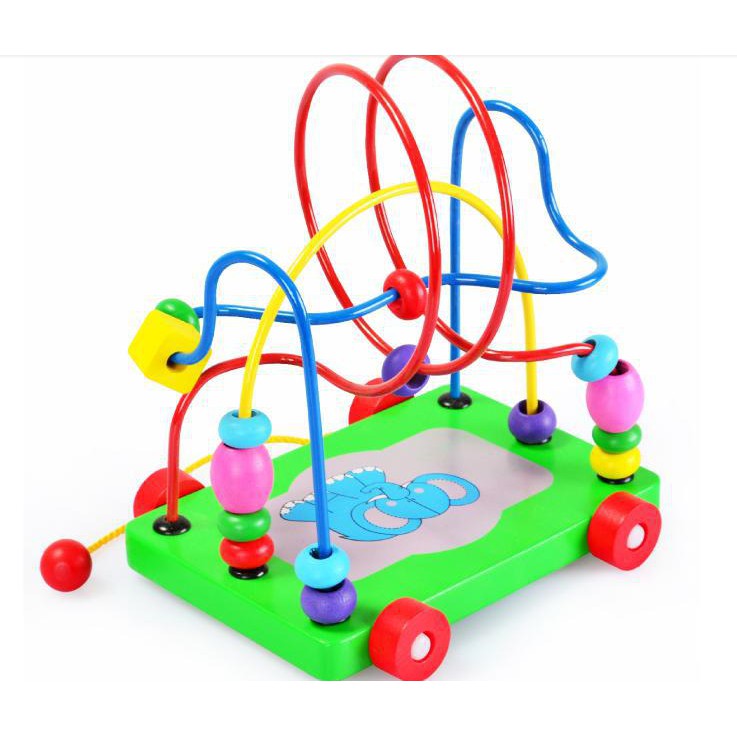 Hạt mê cung xe kéo đồ chơi gỗ - đồ chơi giáo dục