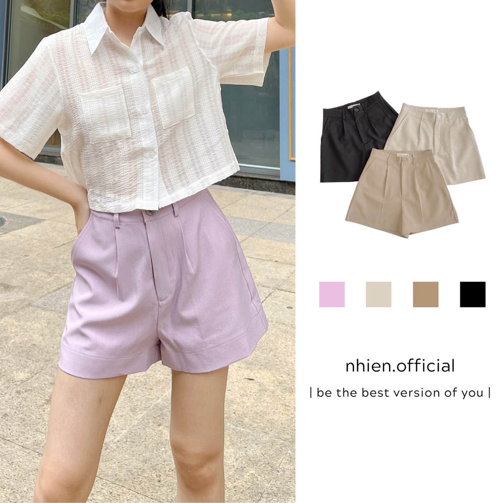 Quần short nữ, quần short vải Nhienvintage_BQ1 | BigBuy360 - bigbuy360.vn