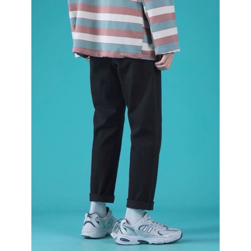 Quần vải jean bò baggy nam nữ quần jean bò baggy đen dáng unisex PDShop | BigBuy360 - bigbuy360.vn