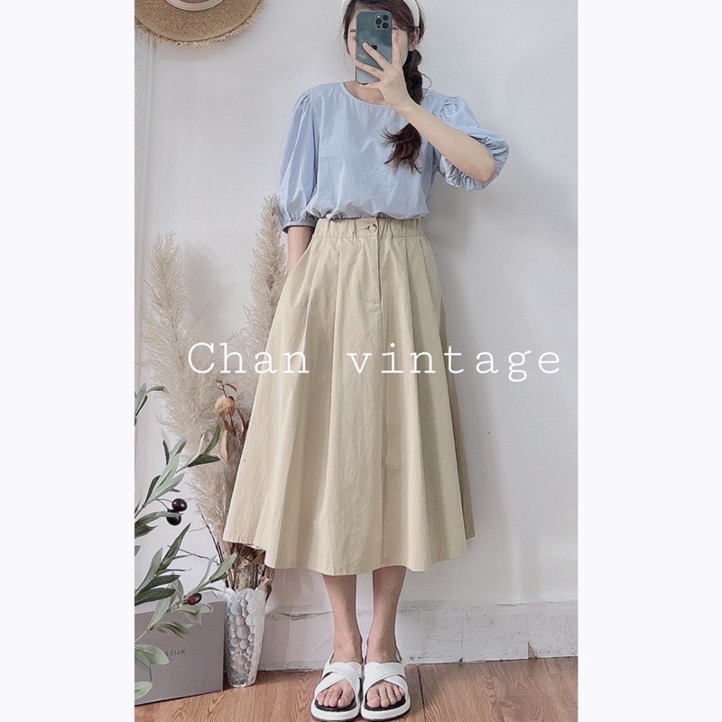 [Ảnh thật] Áo sơ mi bèo nữ cổ tròn cộc tay bồng tiểu thư - Áo babydoll trơn kiểu tay bồng