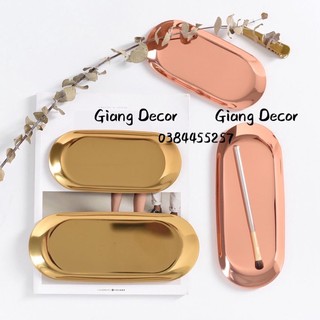 gx17 Khay Kim Loại Oval Đựng Đồ Trang Sức sang trọng, Decor phong cách ấn tượng