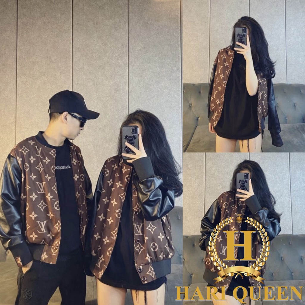 Áo bomber LV nữ, nam , áo khoác lois vuiton mẫu mới phối tay da đẹp mịn carina
