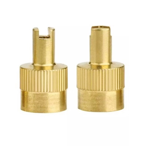 2 Cái Đầu Bịt Van bằng Đồng có rãnh dùng cho van ô tô, van xe máy, nắp van lốp, nắp chống bụi, xì hơi, nút bịt chân van