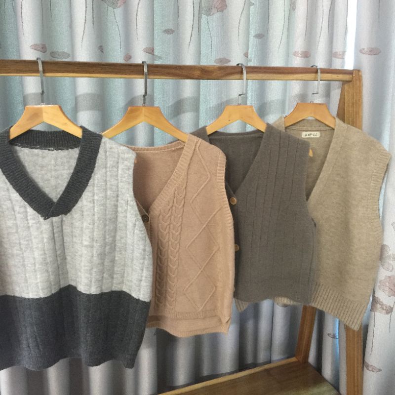 Áo gile len secondhand phong cách vintage dành cho nữ