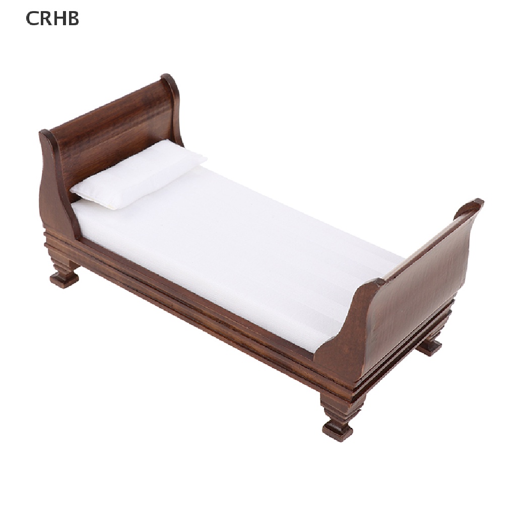 Giường Ngủ Gỗ Trang Trí Nhà Búp Bê Tỉ Lệ 1: 12 Mới