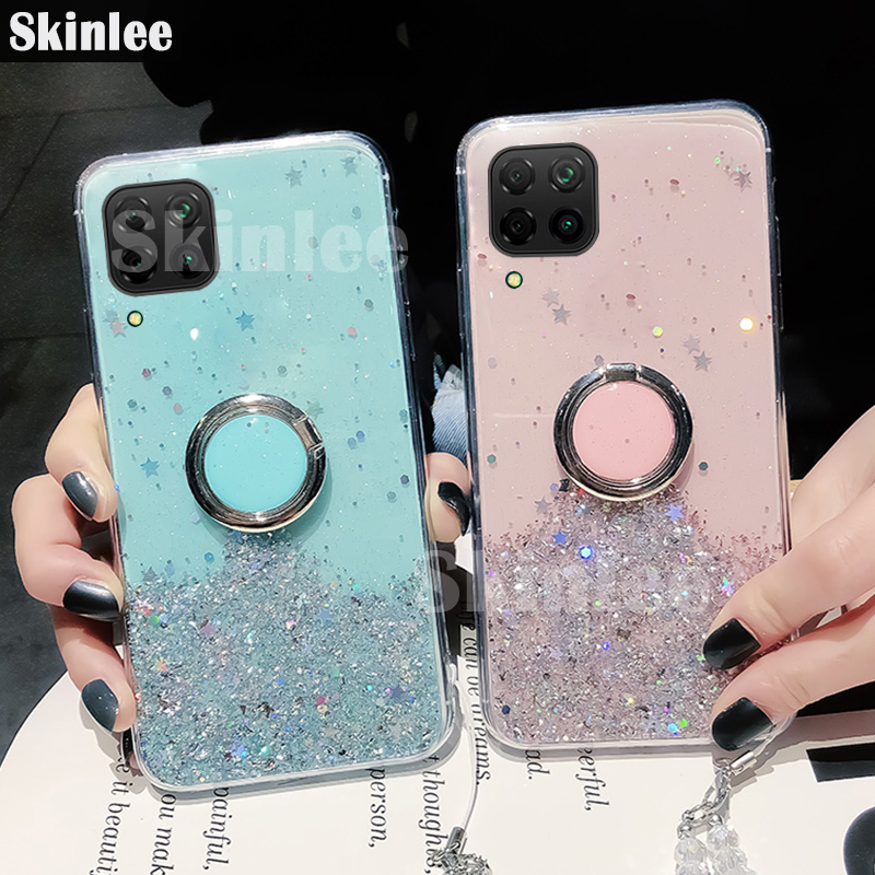 ốp điện thoại Trong Suốt Đính Đá Lấp Lánh Có Giá Đỡ Vòng Nhẫn Cho Samsung Galaxy A42 A12 M32 M62 A22 4G 5G A02S A03S A52S 5G A52 A72