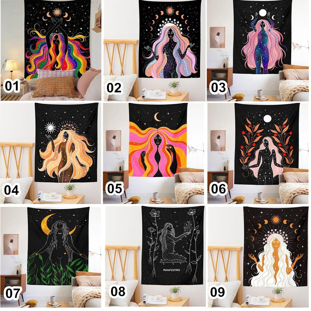Thảm Treo Tường Họa Tiết Mặt Trăng Trang Trí Phòng Ngủ Phong Cách Bohemian