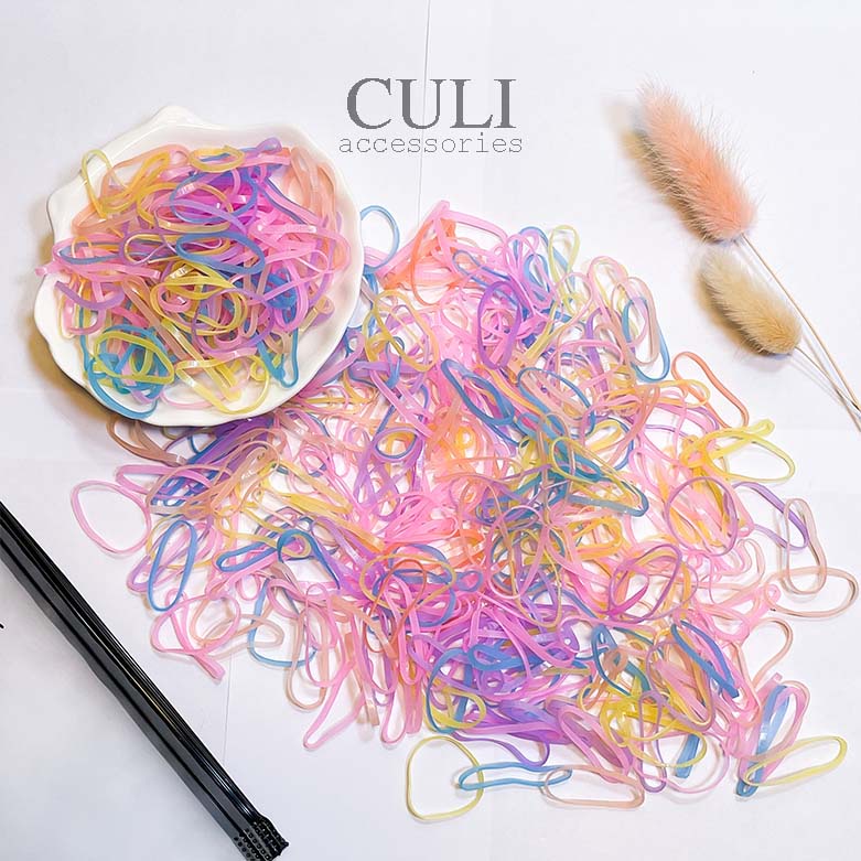 Thun cột tóc, Hộp 500 thun cột tóc cho Mẹ và bé mix nhiều màu xinh xắn - Culi accessories