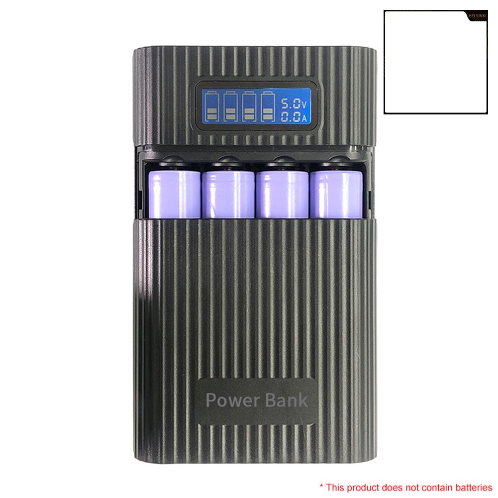 Vỏ sạc dự phòng rỗng 4 ngăn pin 18650 có đèn LED và màn hình LCD