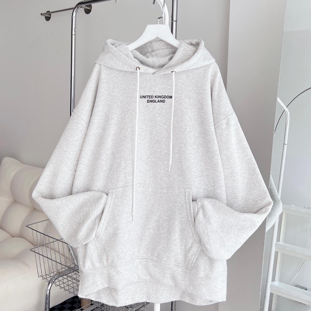 [sẵn]Áo Hoodies tay dài form rộng in chữ England (ảnh thật tại shop) TanaziCloset