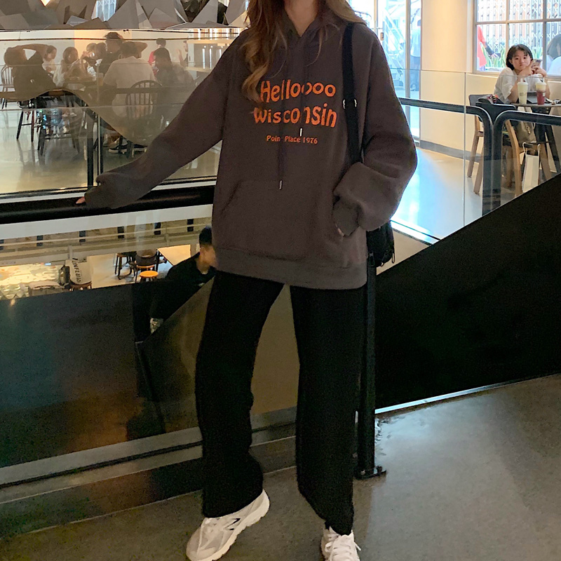 Áo Hoodie Dài Tay In Hoạ Tiết Chữ Kiểu Ulzzang Hàn Quốc Dành Cho Nữ | BigBuy360 - bigbuy360.vn