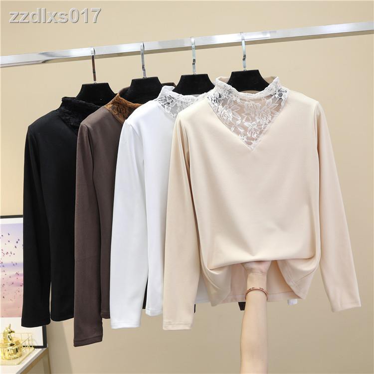 Áo sơ mi nữ ren đáy dưới thời trang thu đông và phong cách phương Tây tất cả phù hợp với mùa xuân và mùa thu năm 2020 mới trong mùa xuân và mùa thu đông năm 2020 ở phụ nữ dài tay bó sát mỏng
