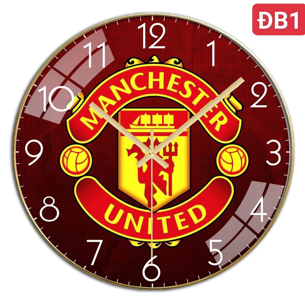 Đồng hồ treo tường VUADECOR chủ đề bóng đá tráng gương kim trôi cao cấp (Tặng pin và đinh treo)